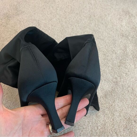 NINA Black satin finish soft stretch heeled boots Sz 8.5 - Picture 4 of 8